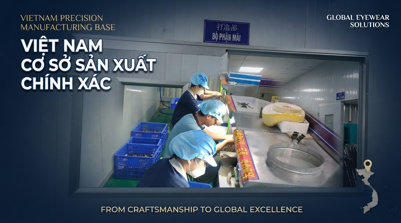 Step into the polishing workshop of our Vietnam precision eyewear manufacturing base.